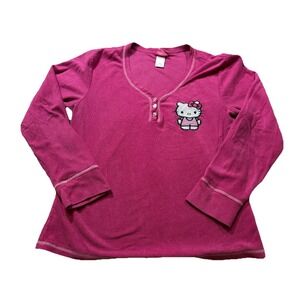 Hello Kitty Pajama Top Pink Fleece Sweatshirt Sleep Sanrio Loungewear Cozy S/M